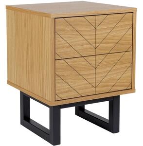 Dubový rýhovaný noční stolek Woodman Camden s březovou podnoží 40 x 40 cm
