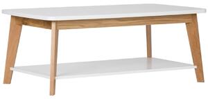 Bílý konferenční stolek Woodman Kensal Nordic s dubovou podnoží 115x65 cm