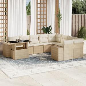 10dílná zahradní sedací souprava s poduškami béžová polyratan 3269398