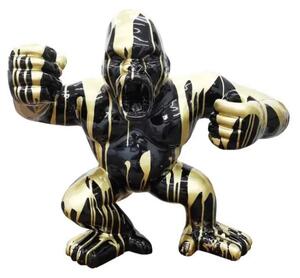 Dekorativní socha Gorila XXL černo zlatá 102 cm