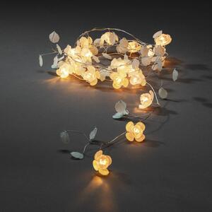 LED světelný řetěz listy a květy růžová/bílá