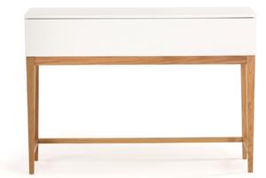 Bílý toaletní stolek Woodman Blanco s dubovou podnoží 120x85 cm