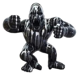 Dekorativní socha Gorila XXL černo stříbrná 102 cm