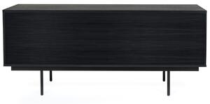 Černá dubová komoda Woodman Stripe s kovovou podnoží 161 x 41 cm