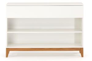 Bílá dřevěná komoda Woodman Console 120 x 32 cm s dubovou podnoží