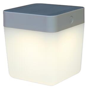 LUTEC Solární venkovní LED stolní lampička TABLE CUBE, 1W, teplá bílá, IP44, stříbrná 6908001337