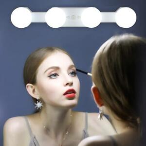 LED kosmetické zrcadlové světlo, 4 lampy na make-up, stmívatelná lampa na make-up, přenosná, bezdrátová dobíjecí lampa na make-up, hollywoodské osvětlení koupelny