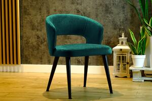 Dřevěna židle Luna s čalouněným sedákem - tmavý Zelený Monolith 37 / černé Nohy