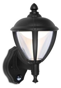 LUTEC Nástěnná venkovní LED lampa s čidlem UNITE, 9W, teplá bílá, černá, IP44 5260103012