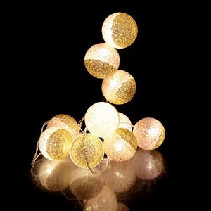 Home Deco Light Girlanda s 10 LED koulemi růžová se zlatými flitry