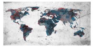 Fototapeta - Mapa světa na zdi II 550x270 + zdarma lepidlo