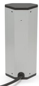 Rohový zásuvkový sloupek 3x230V + 2xUSB-A černá/stříbrná