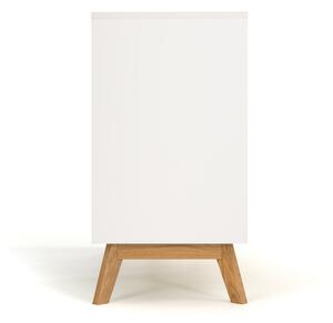Bílá komoda Woodman Kensal s dubovou podnoží 100x40 cm