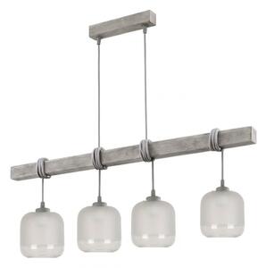 Brilagi - Lustr na lanku WOOD GLASS 4xE27/60W/230V borovice/šedá/bílá