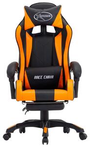 Herní židle s podnožkou oranžová a černá umělá kůže