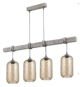 Brilagi - Lustr na lanku WOOD GLASS 4xE27/60W/230V borovice/šedá/kouř hnědá