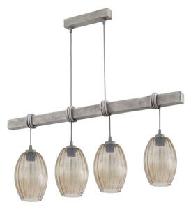 Brilagi - Lustr na lanku WOOD GLASS 4xE27/60W/230V borovice/šedá/kouř hnědá