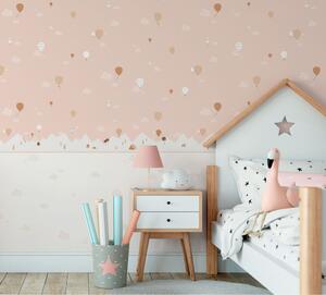 Růžová dětská vliesová tapeta na zeď - mráčky, balony, 7001-3, Noa, ICH Wallcoverings
