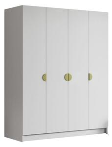 Šatní skříň SANA 200 cm - bílá/zlaté úchytky