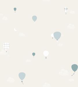Béžová dětská vliesová tapeta na zeď - mráčky, balony, 7001-2 rozměry 0,53 x 10,05 m
