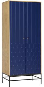 Modrá dubová skříň Woodman Lia s kovovou podnoží 80 x 55 cm