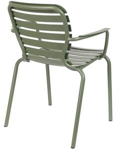 Zelená kovová zahradní židle ZUIVER VONDEL s područkami