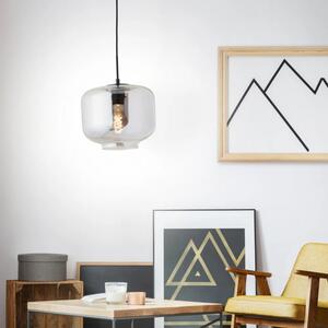 Brilliant 99719/93 Závěsné svítidlo KLEON kouřové sklo,černé, průměr 248mm