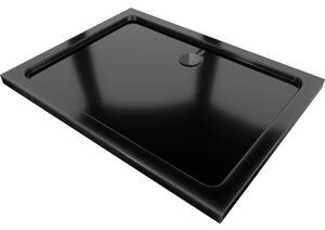 Mexen Flat obdélníková sprchová vanička slim 80 x 70 cm, černá, sifon černý - 40707080B