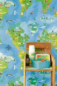 Tapeta mapa světa dětská 351701 Hits for Kids, Eijffinger rozměry 0,68 x 8,22 m