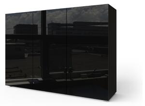 Komoda BOXING 13, 138x92x38, černá/černá lesk