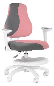 Dětská rostoucí židle Neoseat KINDER WHITE PLUS — látka, šedá / světle růžová