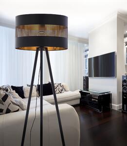 TK-LIGHTING Designová stojací lampa trojnožka TAGO BLACK, 1xE27, 60W, černozlatá 5053
