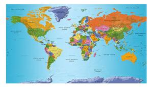 Fototapeta XXL - Mapa světa: Barevná geografie II 500x280 + zdarma lepidlo
