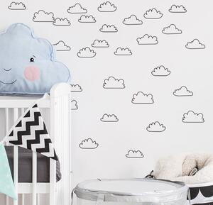 Funlife Samolepky na zeď pro děti černobílé mraky 11 x 5 cm