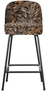 Hoorns Černá sametová barová židle Tergi 65 cm s květinovým vzorem II