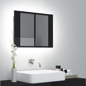 LED koupelnová skříňka se zrcadlem lesklá černá 60 x 12 x 45 cm