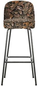 Hoorns Černá sametová barová židle Tergi 79 cm s květinovým vzorem II