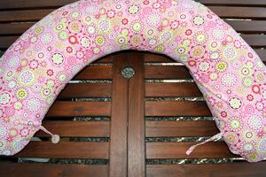 KHC Kojící těhotenský relaxační polštář Miki Obrovský Barevné květiny na růžové