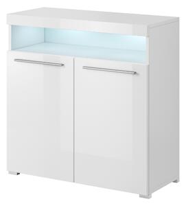 Skříňka Indiko Typ 45 (bílá + lesk bílý) (s osvětlením)