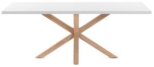 Bílý jídelní stůl Kave Home Argo 200 x 100 cm s přírodní kovovou podnoží