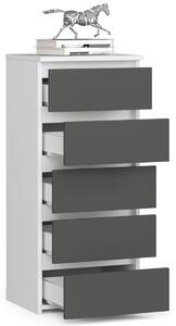 Ak furniture Komoda CL5 se zásuvkami 40 x 92 cm bílo-šedá