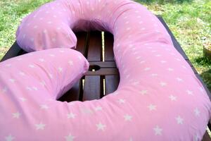 KHC Výhodný set 2ks Těhotenský kojící polštář+Zavinovačka Hvězdy na růžové
