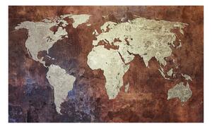 Fototapeta - Mapa světa v hnědé 450x270 + zdarma lepidlo