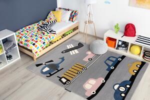 Dětský kusový koberec Petit Toys cars grey 120x170 cm