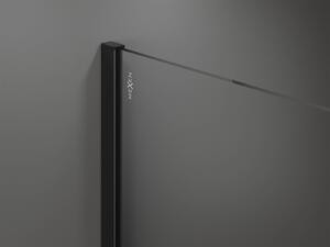 Mexen Kioto, průchozí sprchová zástěna 130 x 200 cm, 8mm sklo čiré/černý vzor, 2x černá stabilizační rozpěra, 800-130-002-70-77