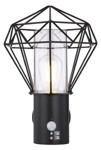 GLOBO Venkovní nástěnné LED osvětlení s čidlem HORACE, 1xE27, 15W, černé 31355S
