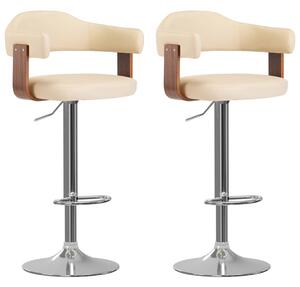 Barové stoličky 2 ks krémové ohýbané dřevo a umělá kůže