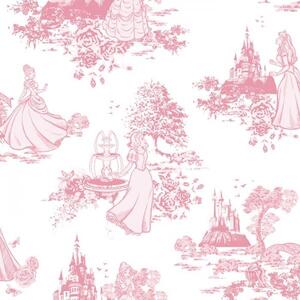 Dětská papírová tapeta Disney Princezny 70-233, Princess Pink Toile, Kids@Home 6, Graham & Brown