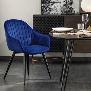 Modrá sametová jídelní židle Kave Home Fabia