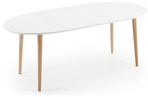 Bílý lakovaný rozkládací jídelní stůl Kave Home Oqui 120/200 x 90 cm